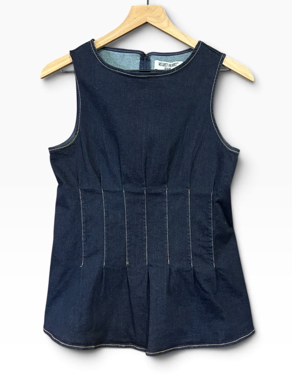 Velvet Heart Denim Sleeveless Peplum Top Size Small